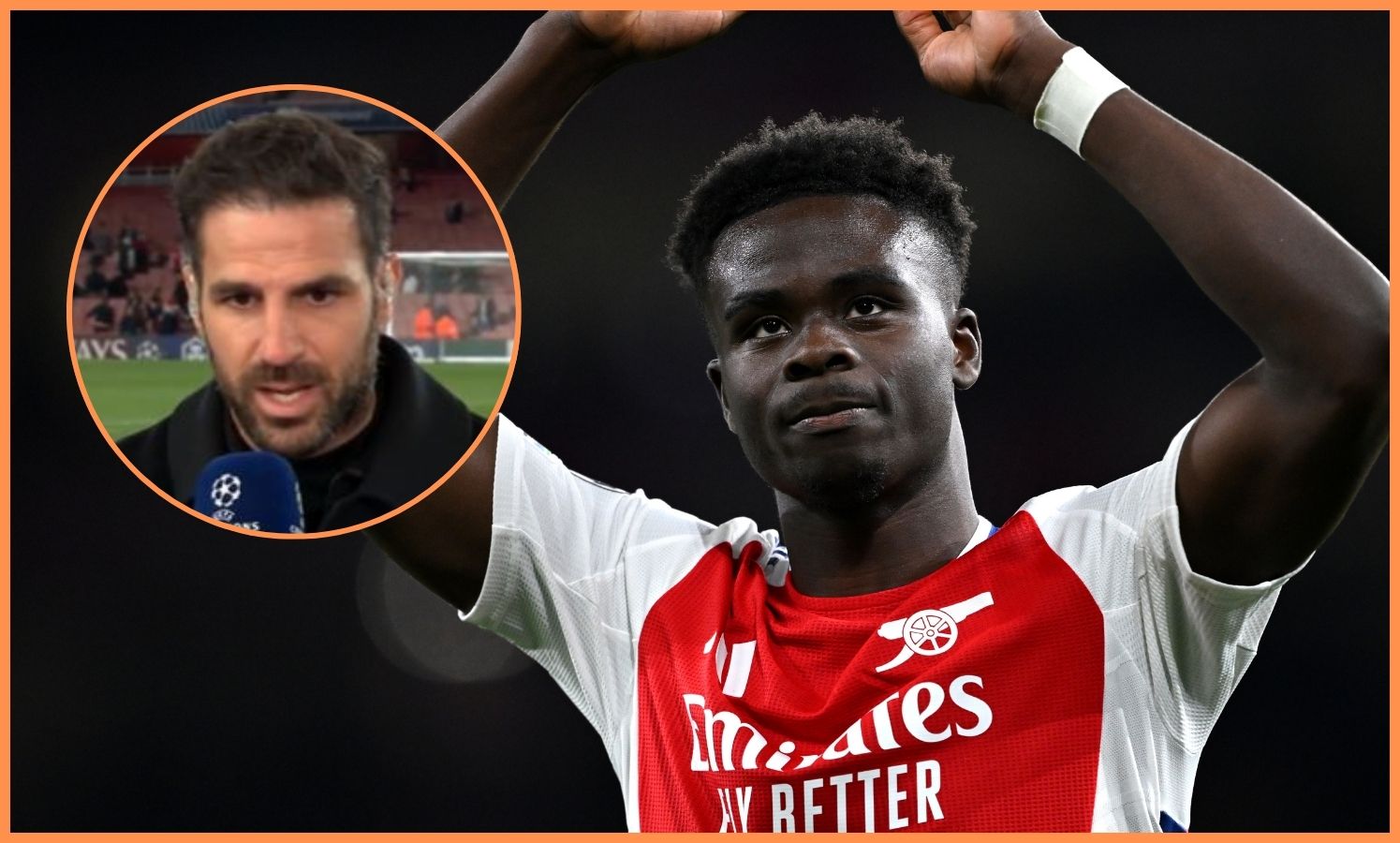 Cesc Fabregas and Bukayo Saka
