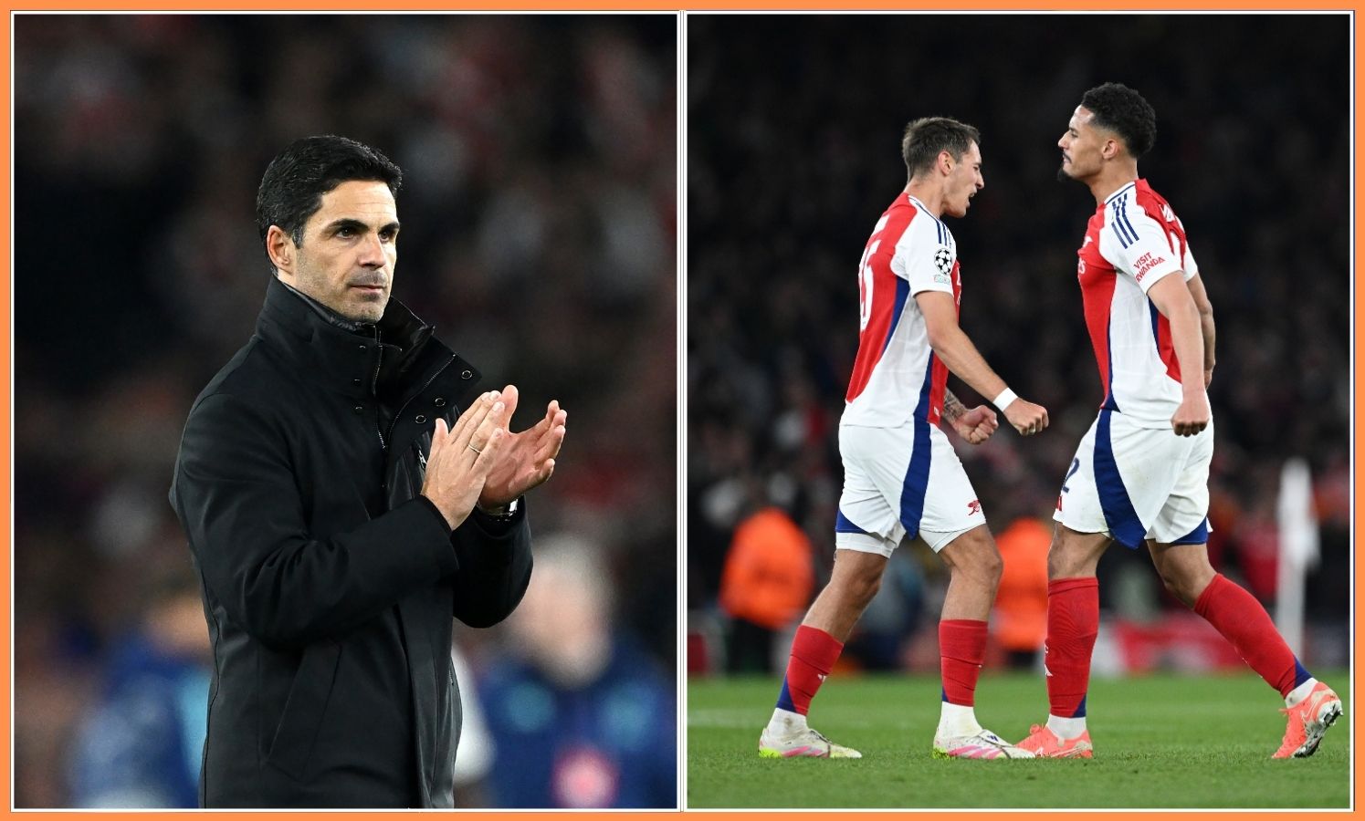 Mikel Arteta, Jakub Kiwior and William Saliba