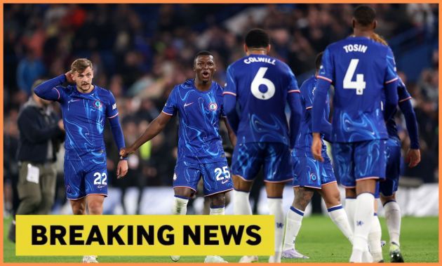 Moises Caicedo celebrates with his Chelsea teammates