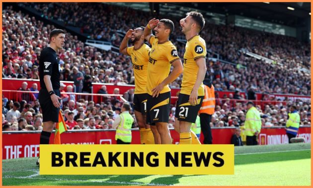 Matheus Cunha celebrates during Wolves' win away to Manchester United