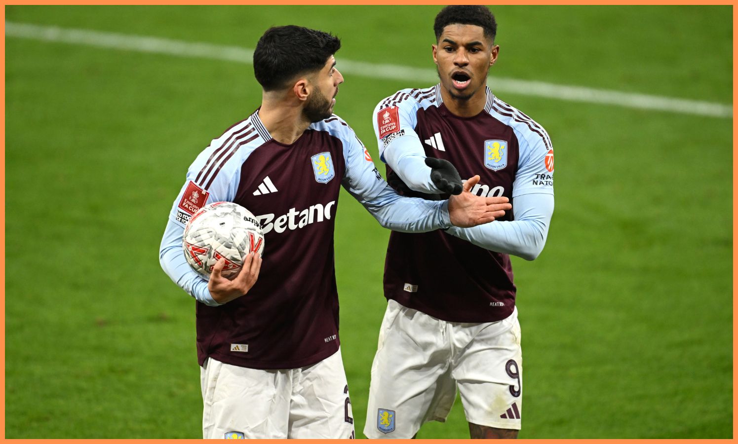 Marco Asensio and Marcus Rashford in action for Aston Villa