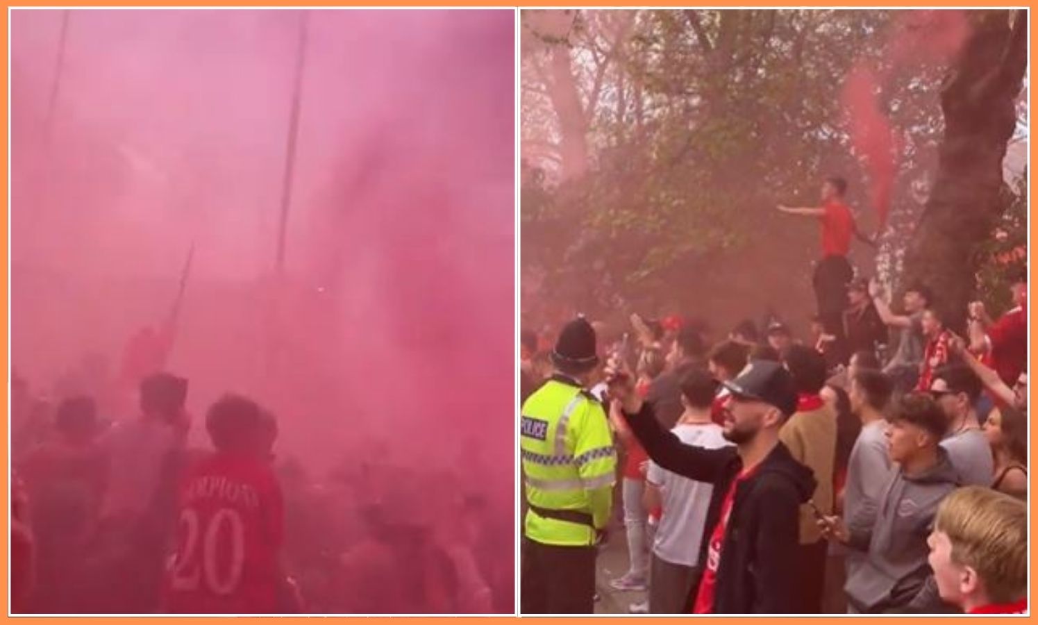 Liverpool fans celebrating in the streets