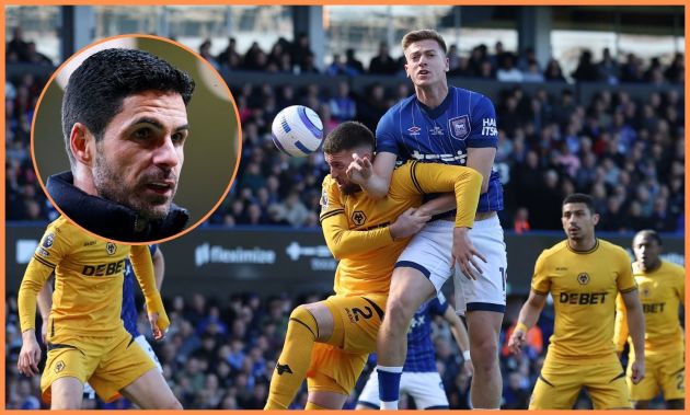 Liam Delap and Mikel Arteta