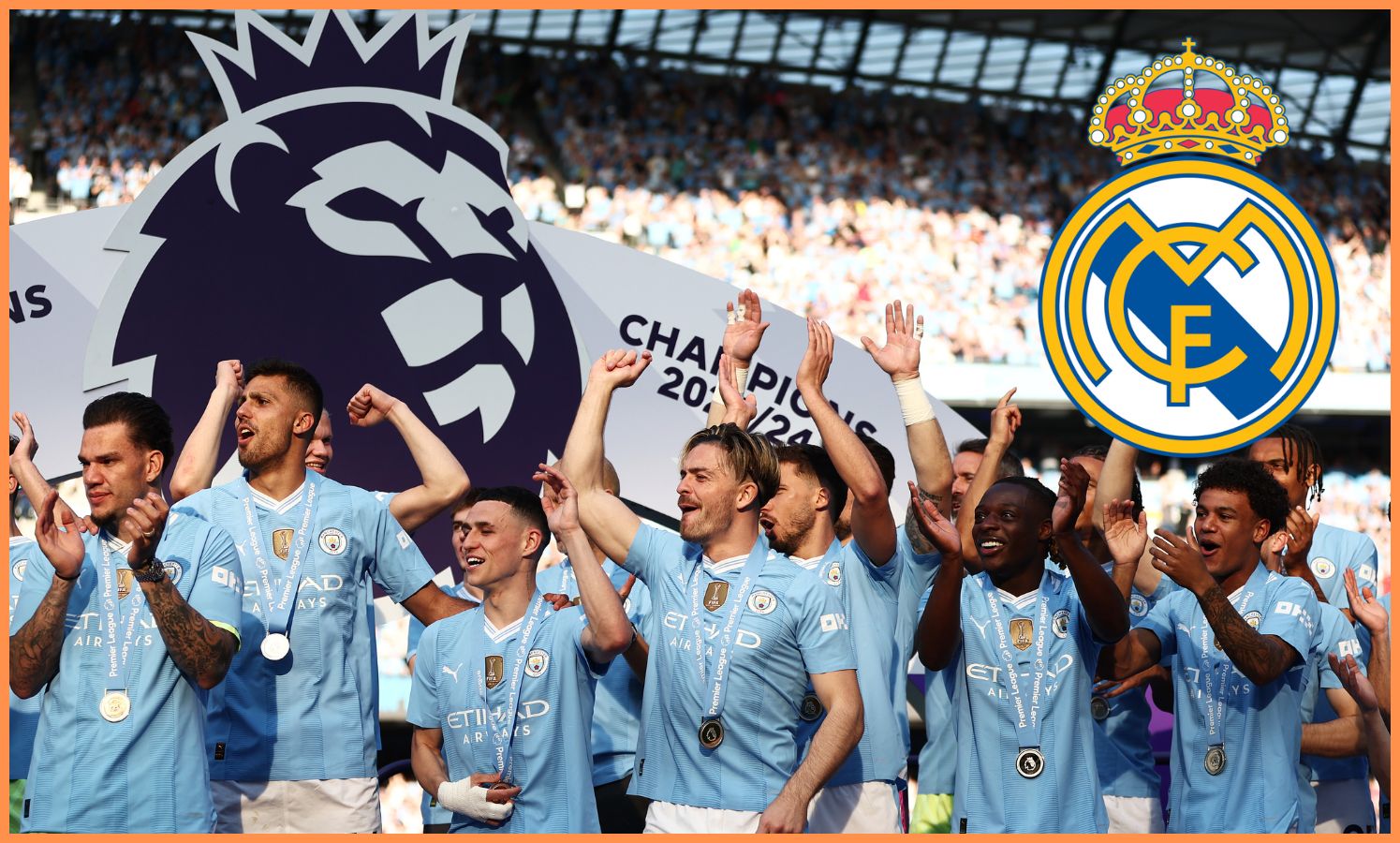 Man City players celebrating