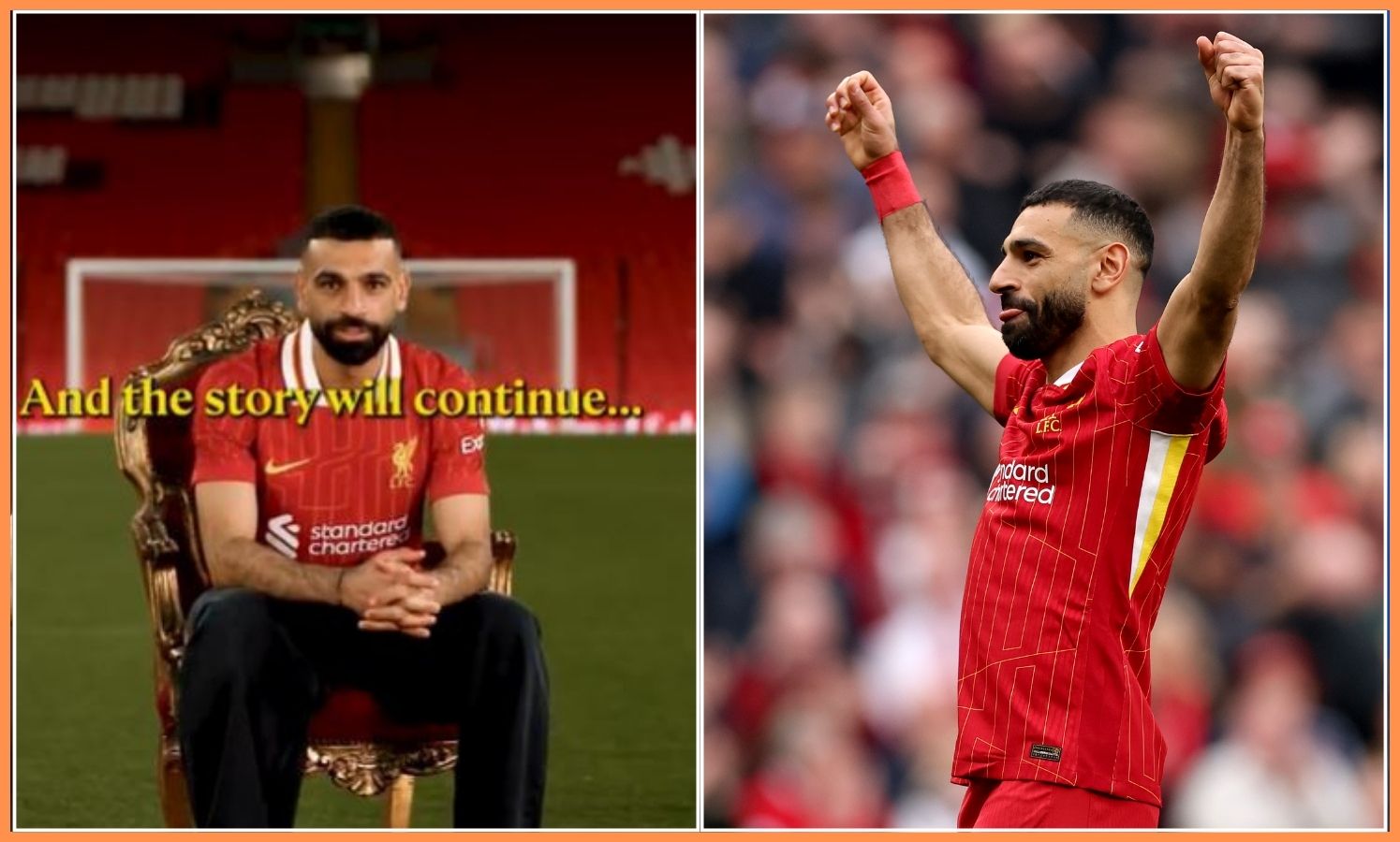 Mohamed Salah poses in new contract announcement video and celebrates a goal for Liverpool