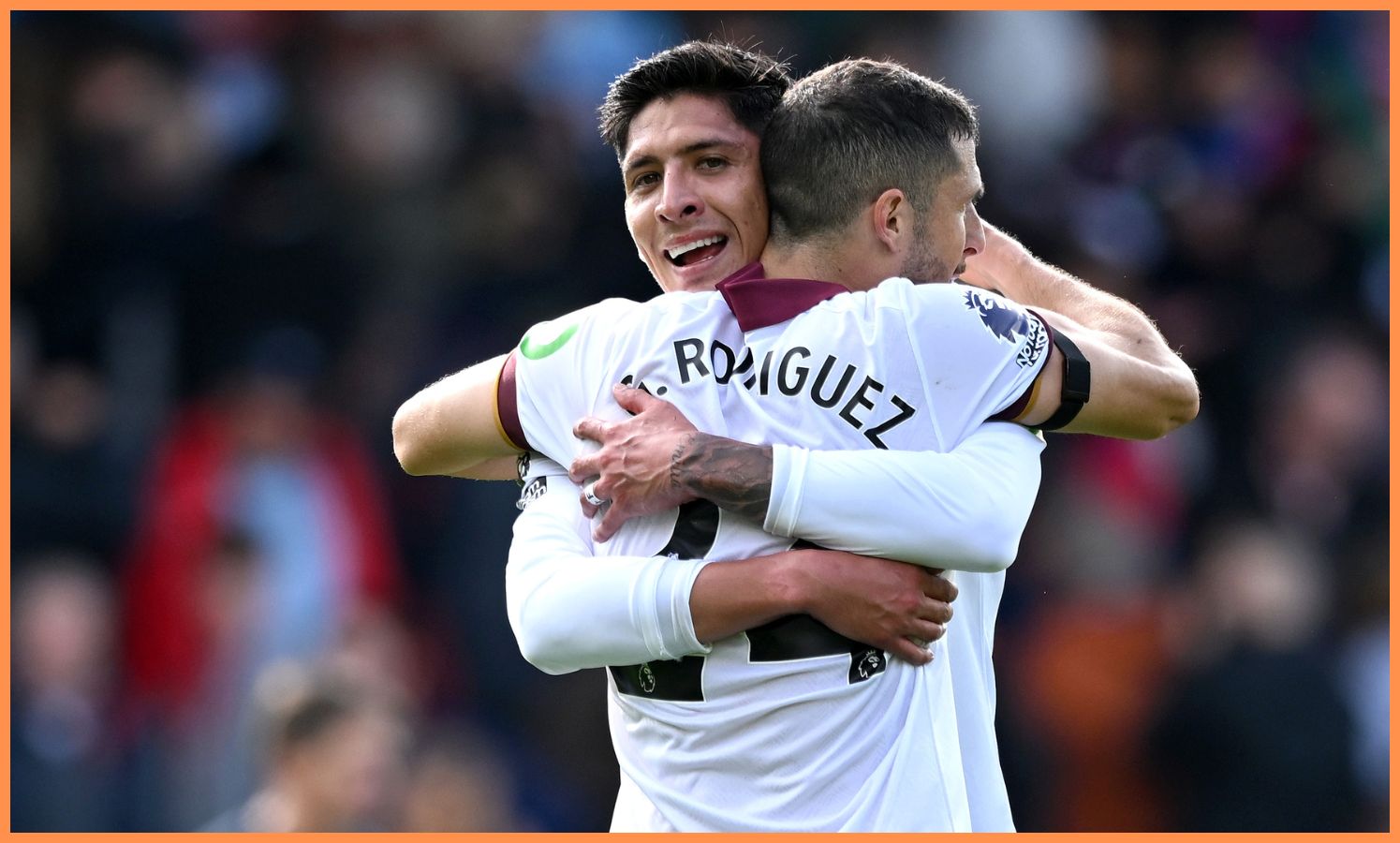 Guido Rodriguez hugs Edson Alvarez