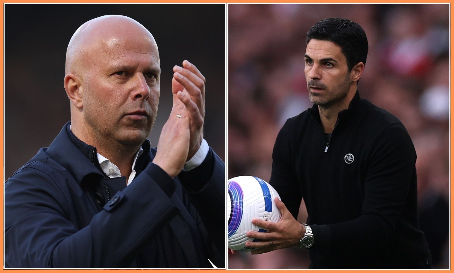 Arne Slot and Mikel Arteta