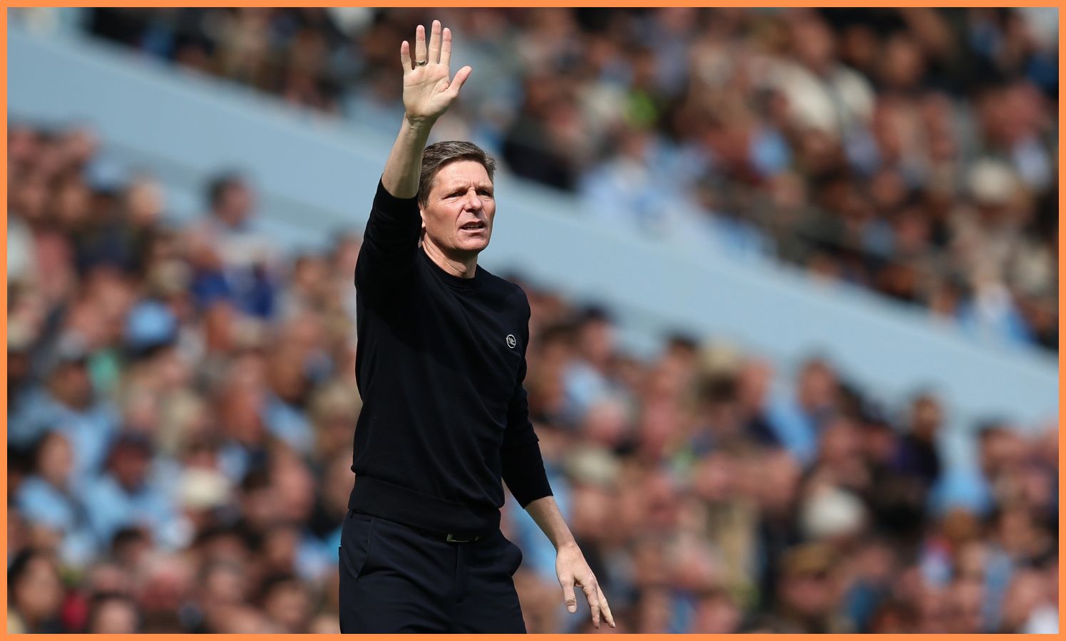 Oliver Glasner during Crystal Palace's defeat at Manchester City