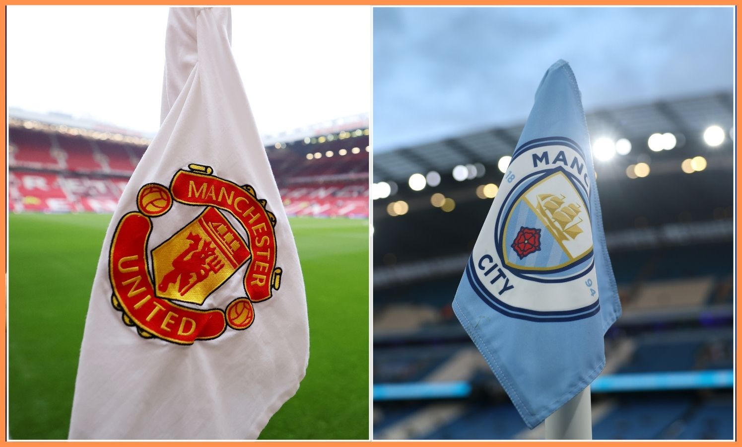Man United and Man City flags