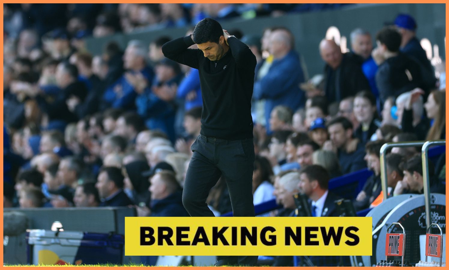 Mikel Arteta reacts during Arsenal's draw vs Everton
