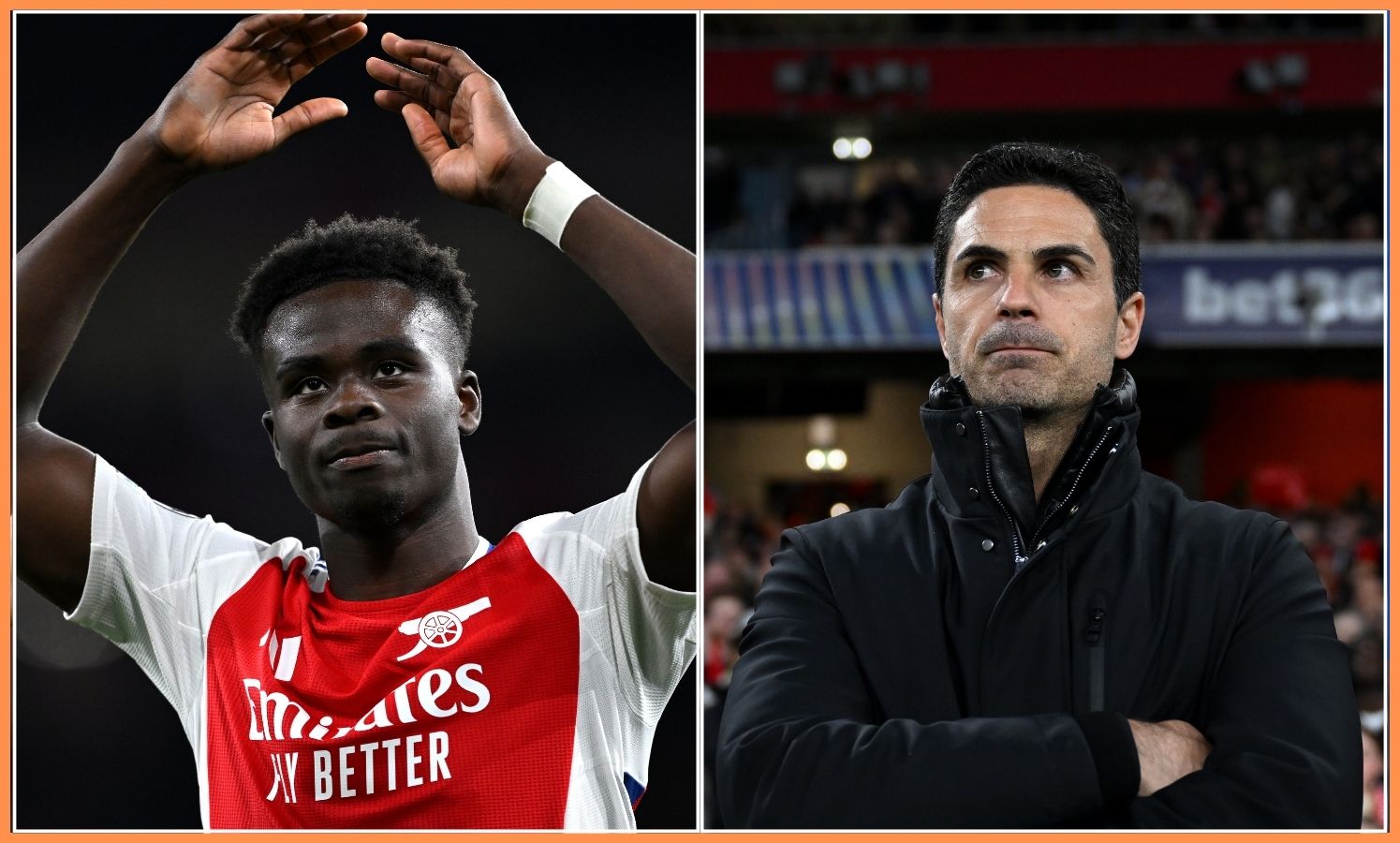 Bukayo Saka and Mikel Arteta