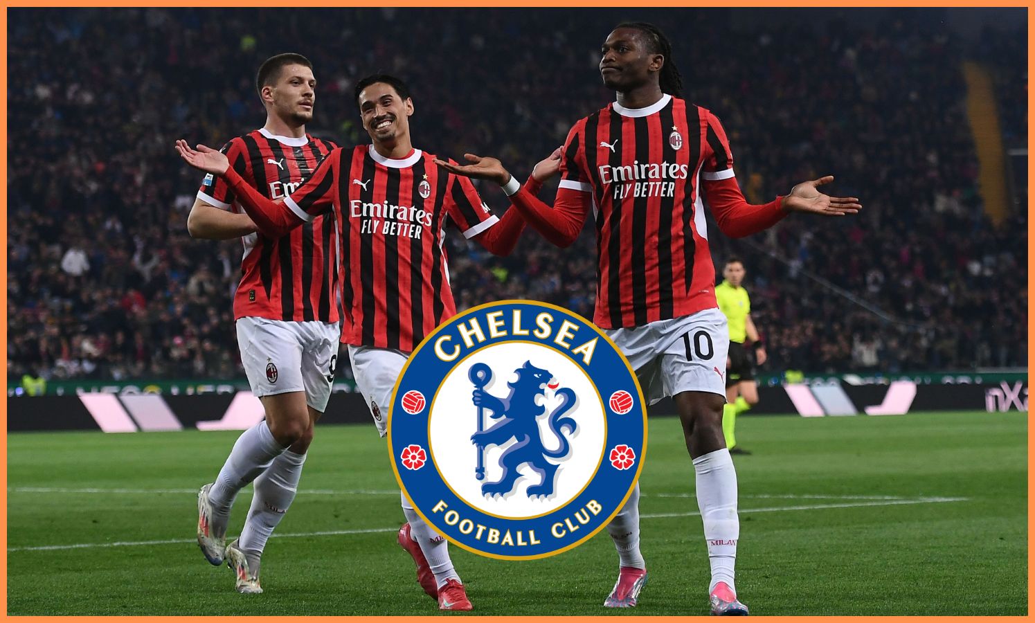 Rafael Leao celebrates a goal for AC Milan