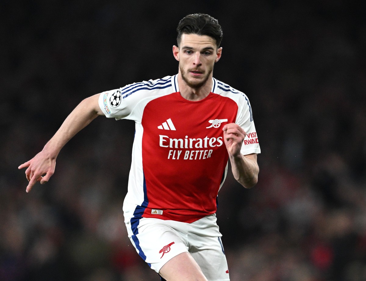 Declan Rice in action for Arsenal against Real Madrid