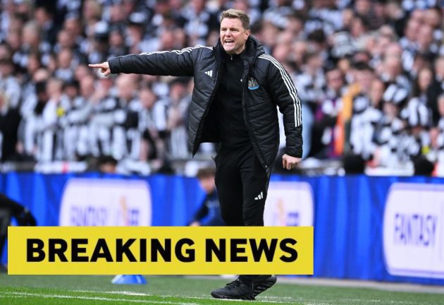 Eddie Howe shouts instructions during Newcastle's Carabao Cup final win over Liverpool