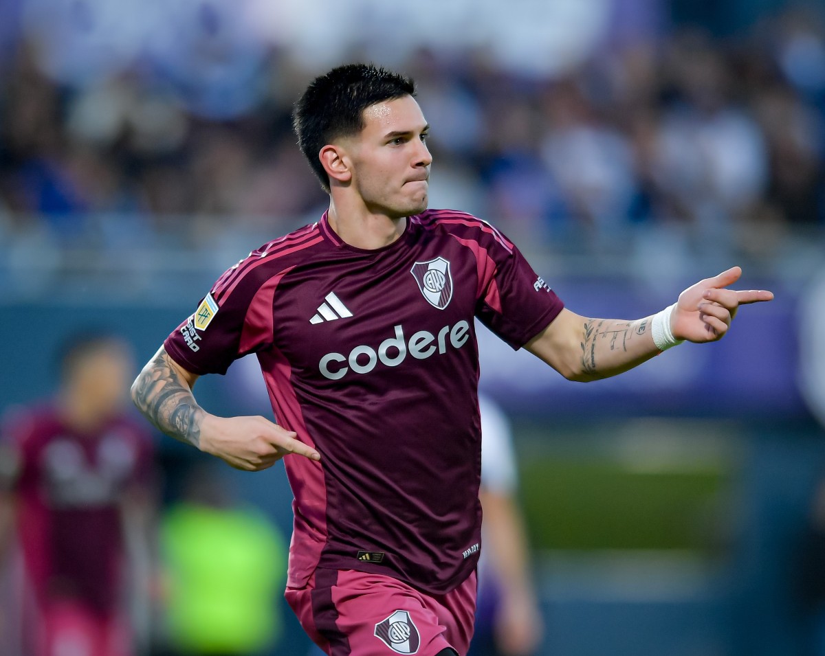 Franco Mastantuono celebrates a goal