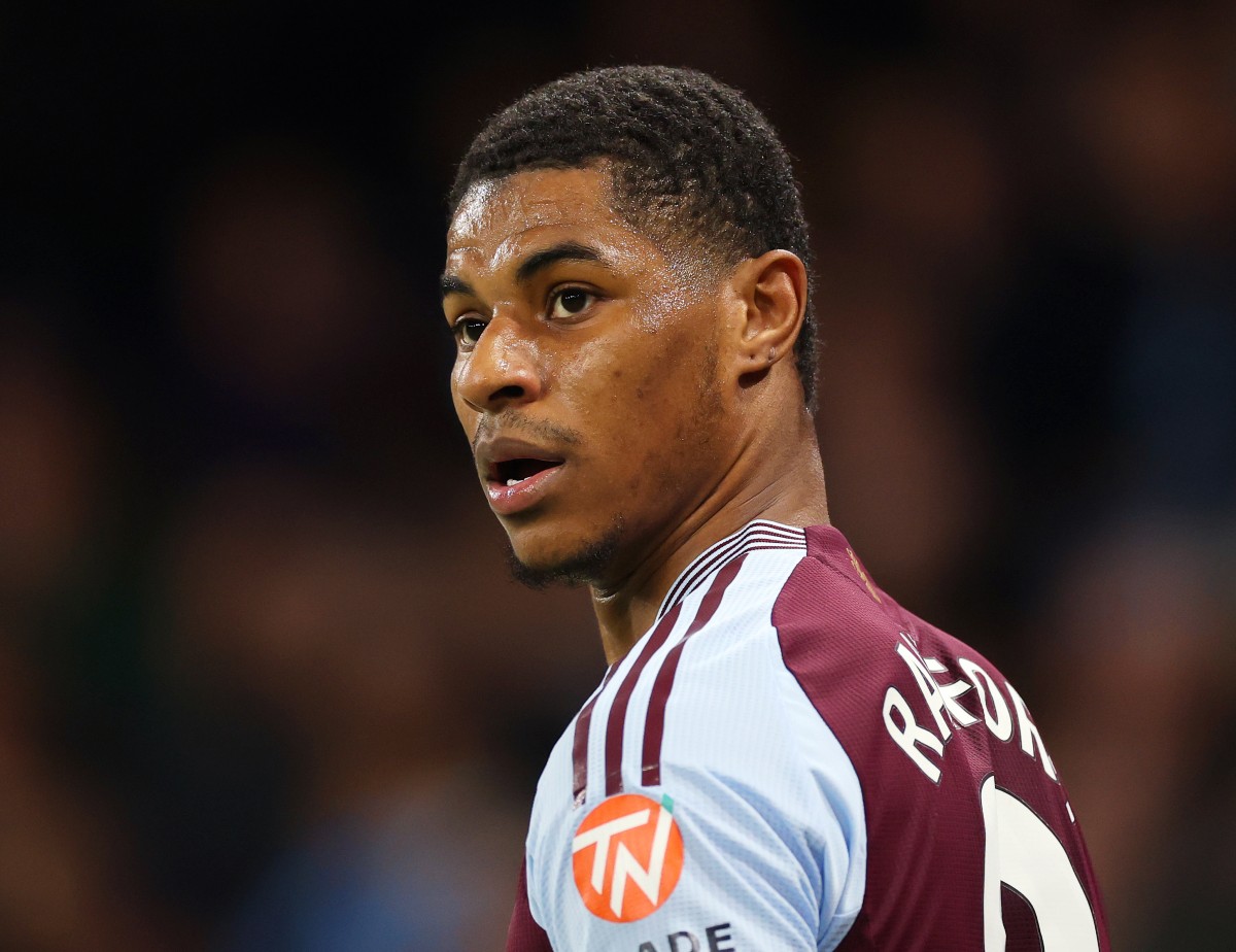 Marcus Rashford in action for Aston Villa