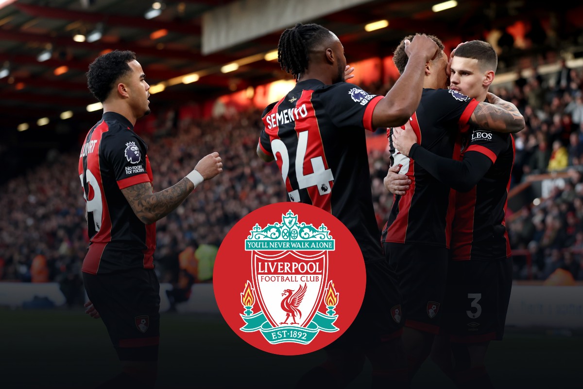 Milos Kerkez is congratulated by his Bournemouth teammates