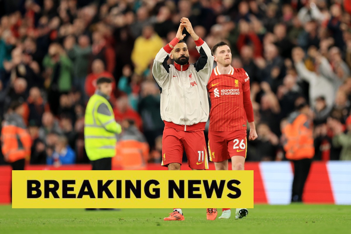 Mohamed Salah applauds the Liverpool fans after the win over Everton at Anfield