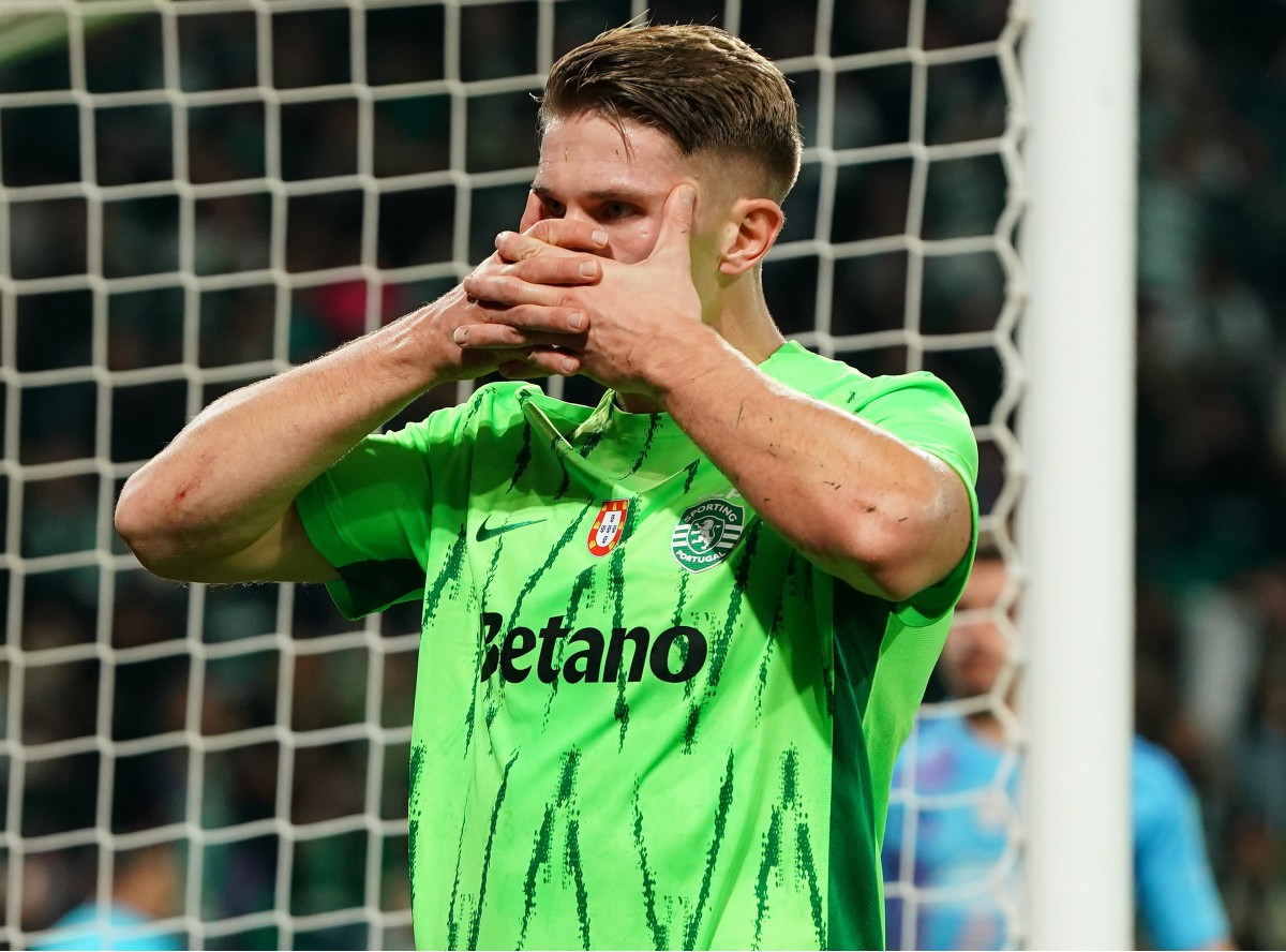 Viktor Gyokeres celebrates a goal for Sporting against Amarante