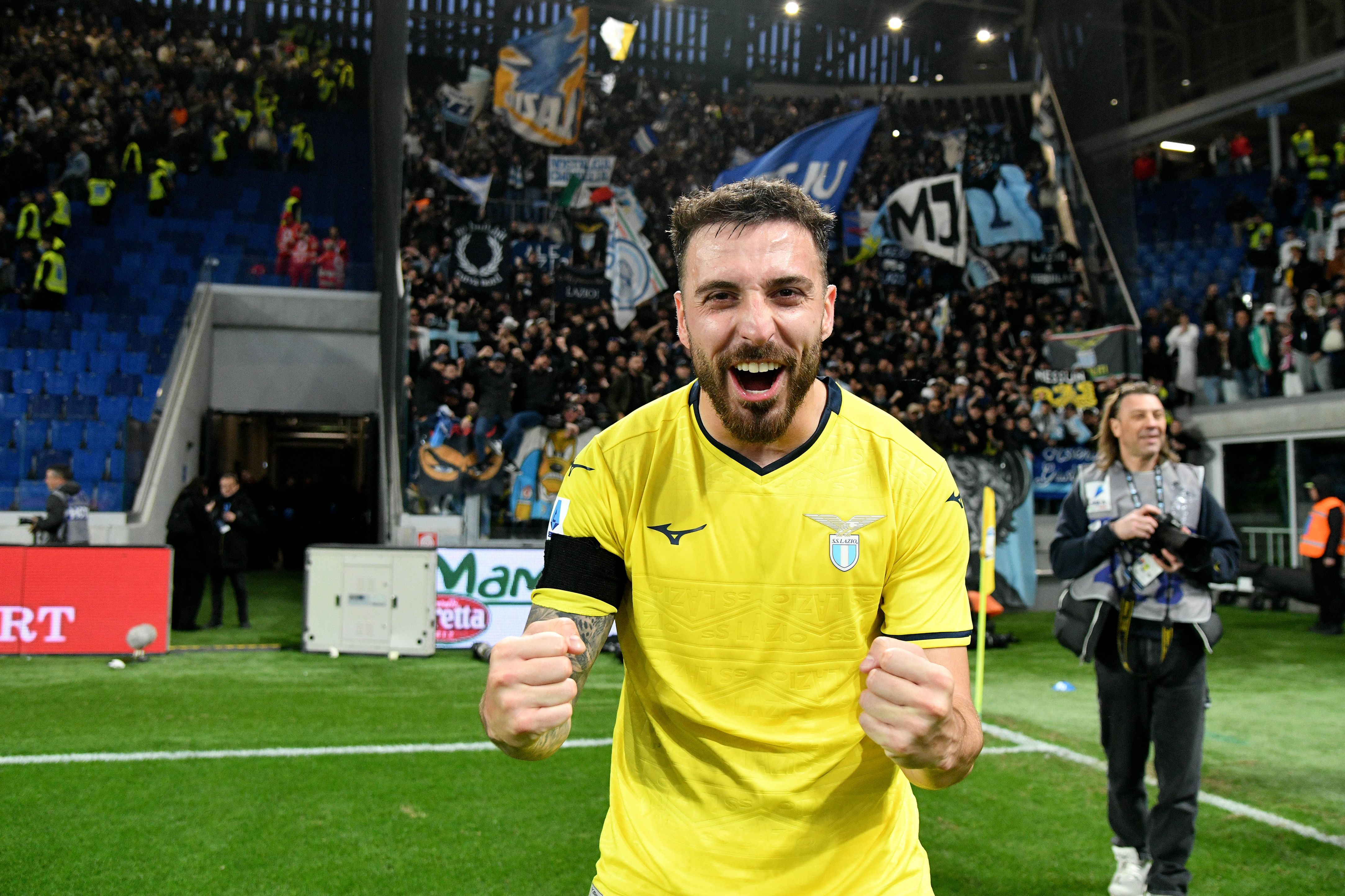 Mario Gila of Lazio celebrates a win