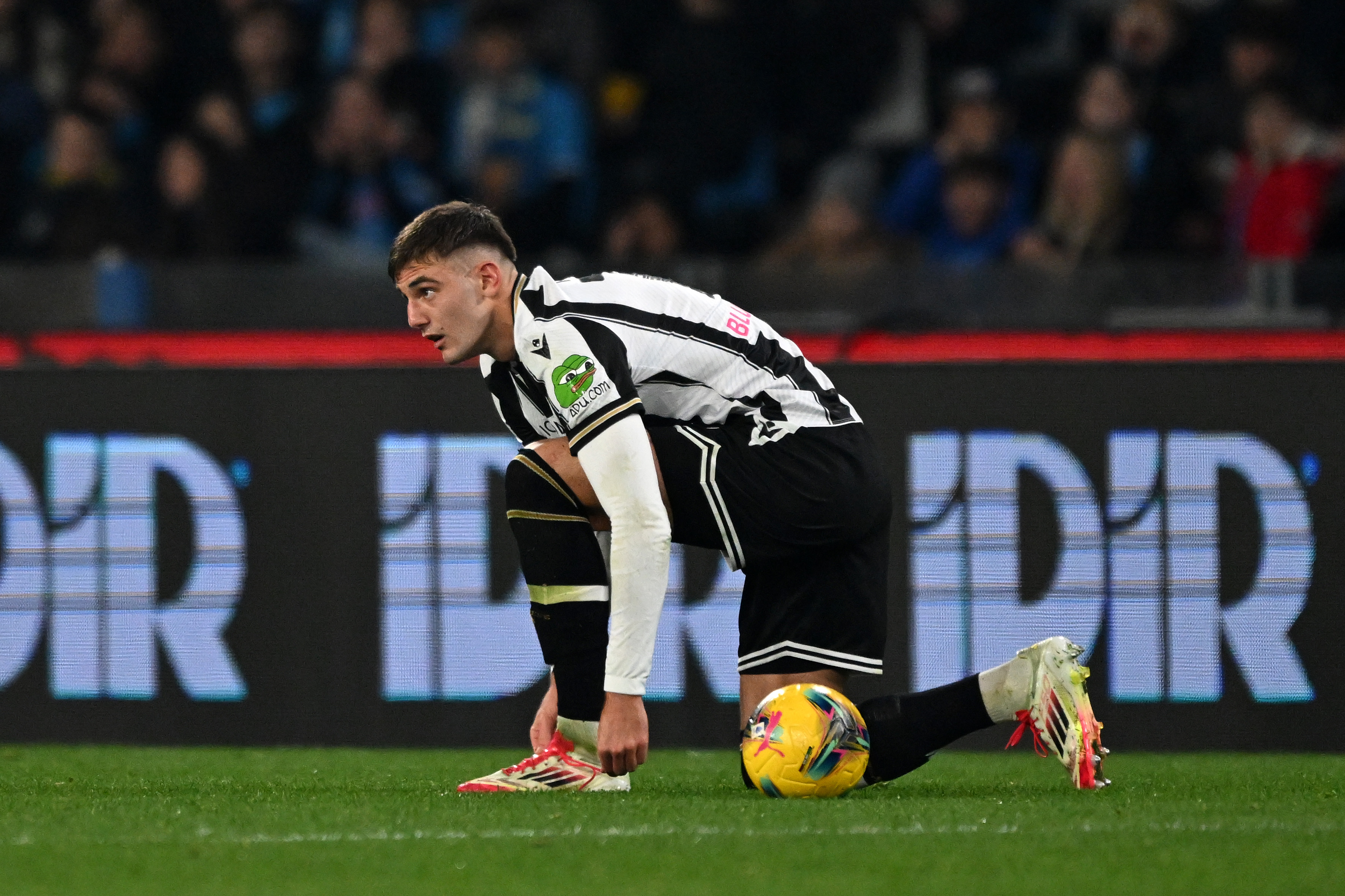 Lorenzo Lucca of Udinese during the Serie A match against Napoli