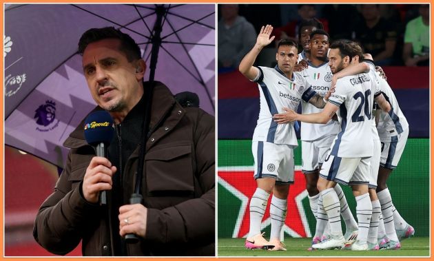 Gary Neville and Denzel Dumfries