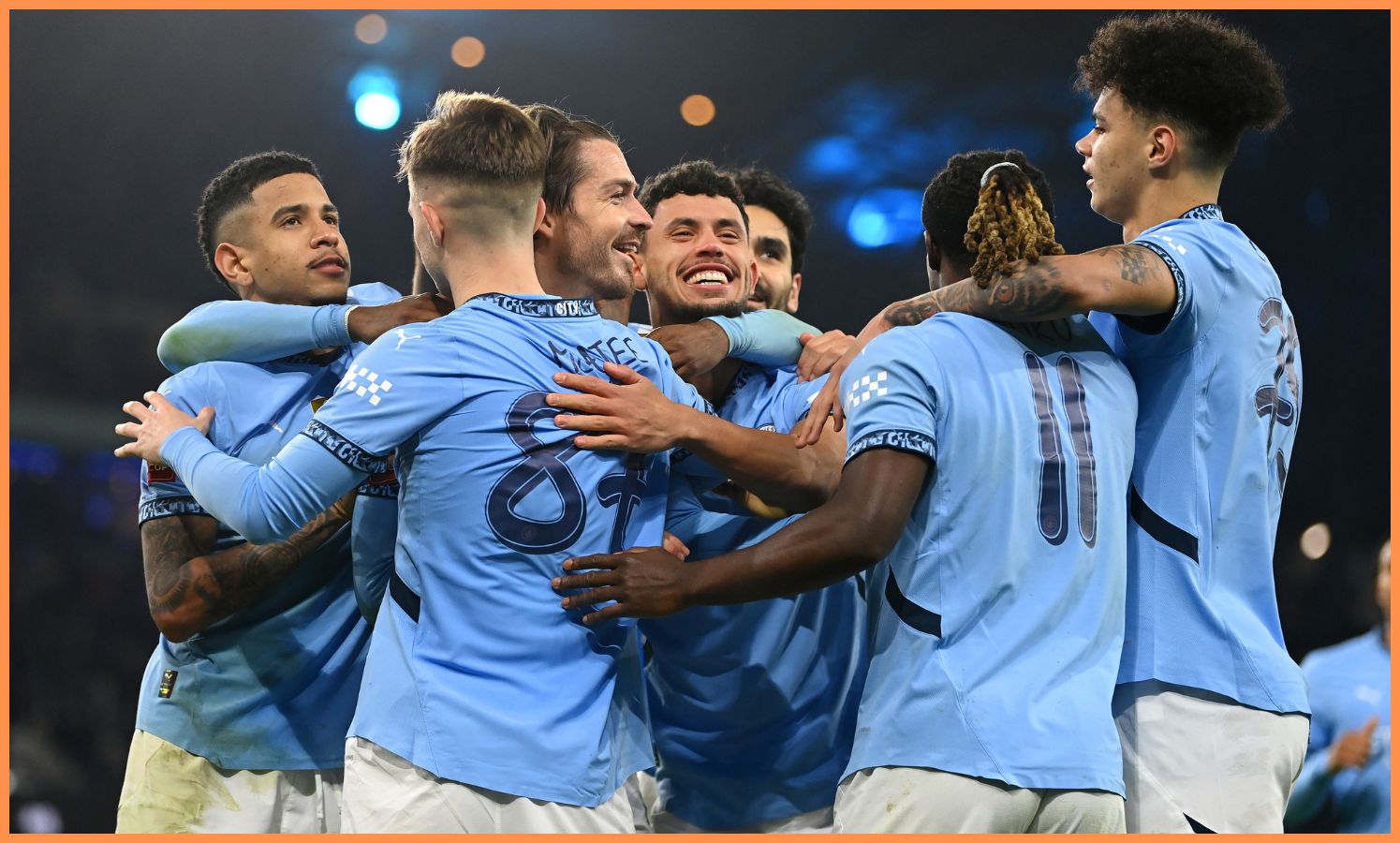 Man City players celebrating