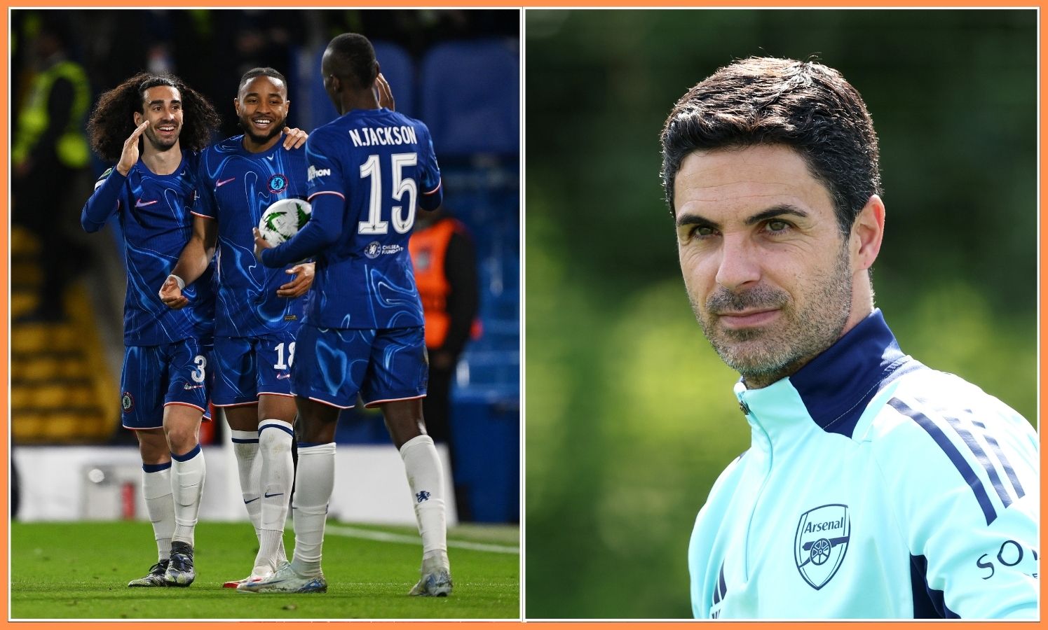 Christopher Nkunku and Mikel Arteta