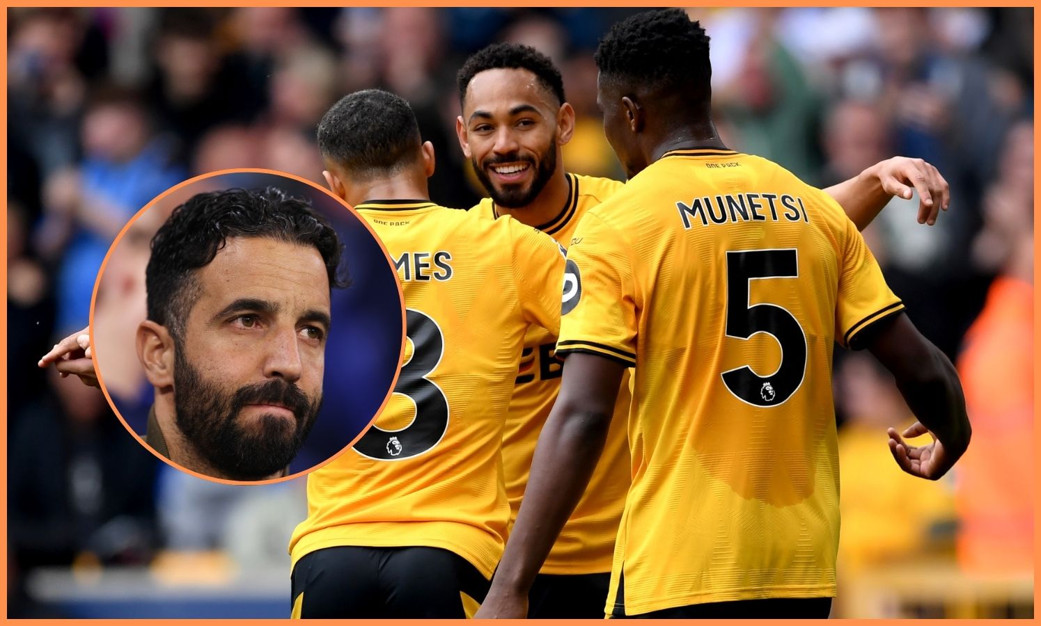Man Utd manager Ruben Amorim and Wolves forward Matheus Cunha