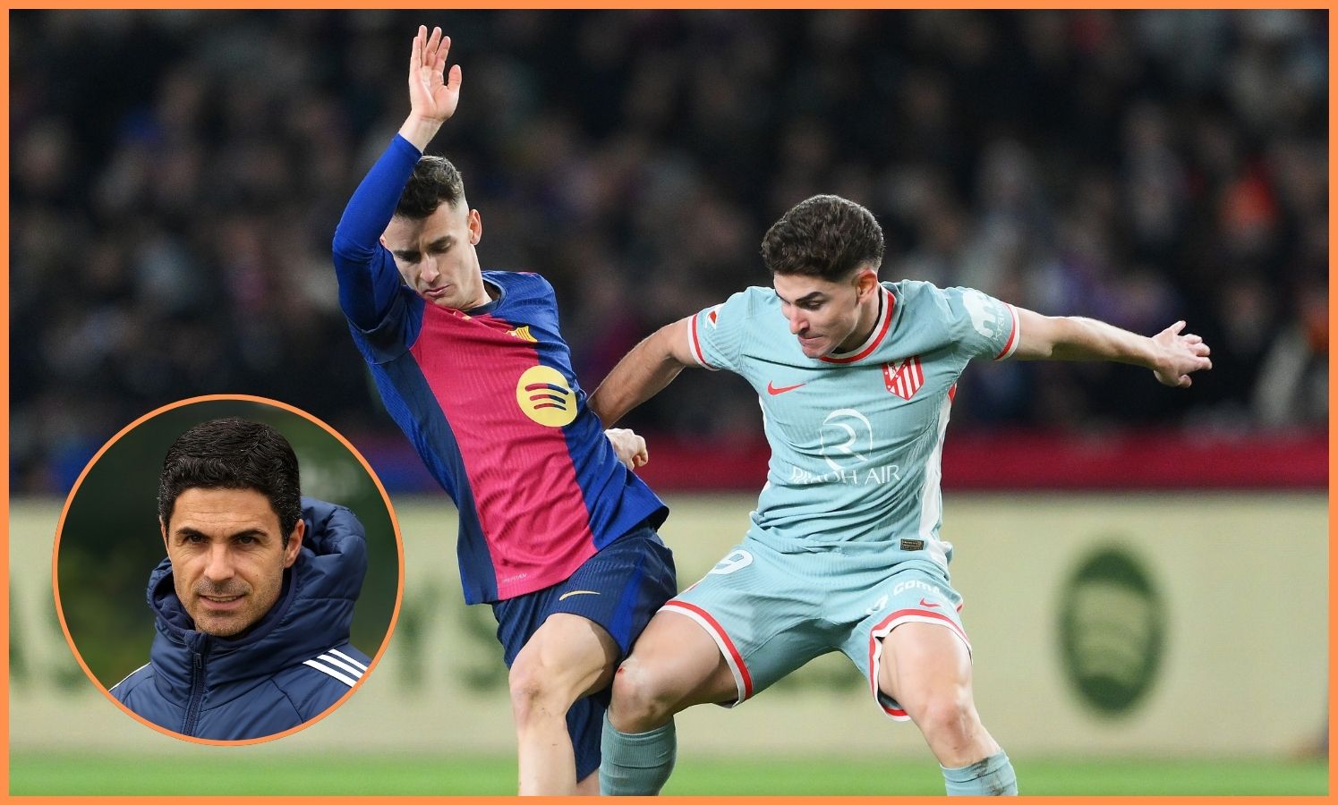 Julian Alvarez in action for Atletico Madrid against Barcelona
