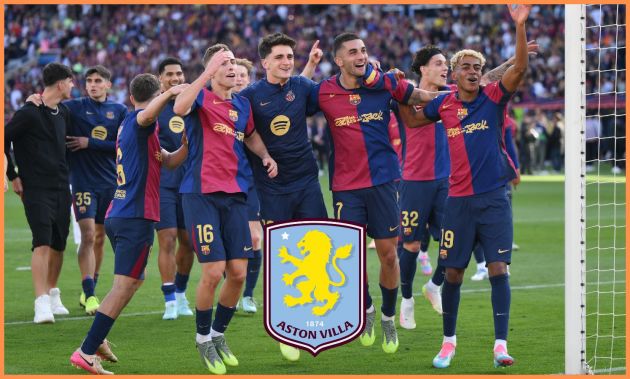 Barcelona players celebrate after beating Real Madrid
