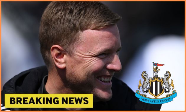 Eddie Howe plus breaking news banner