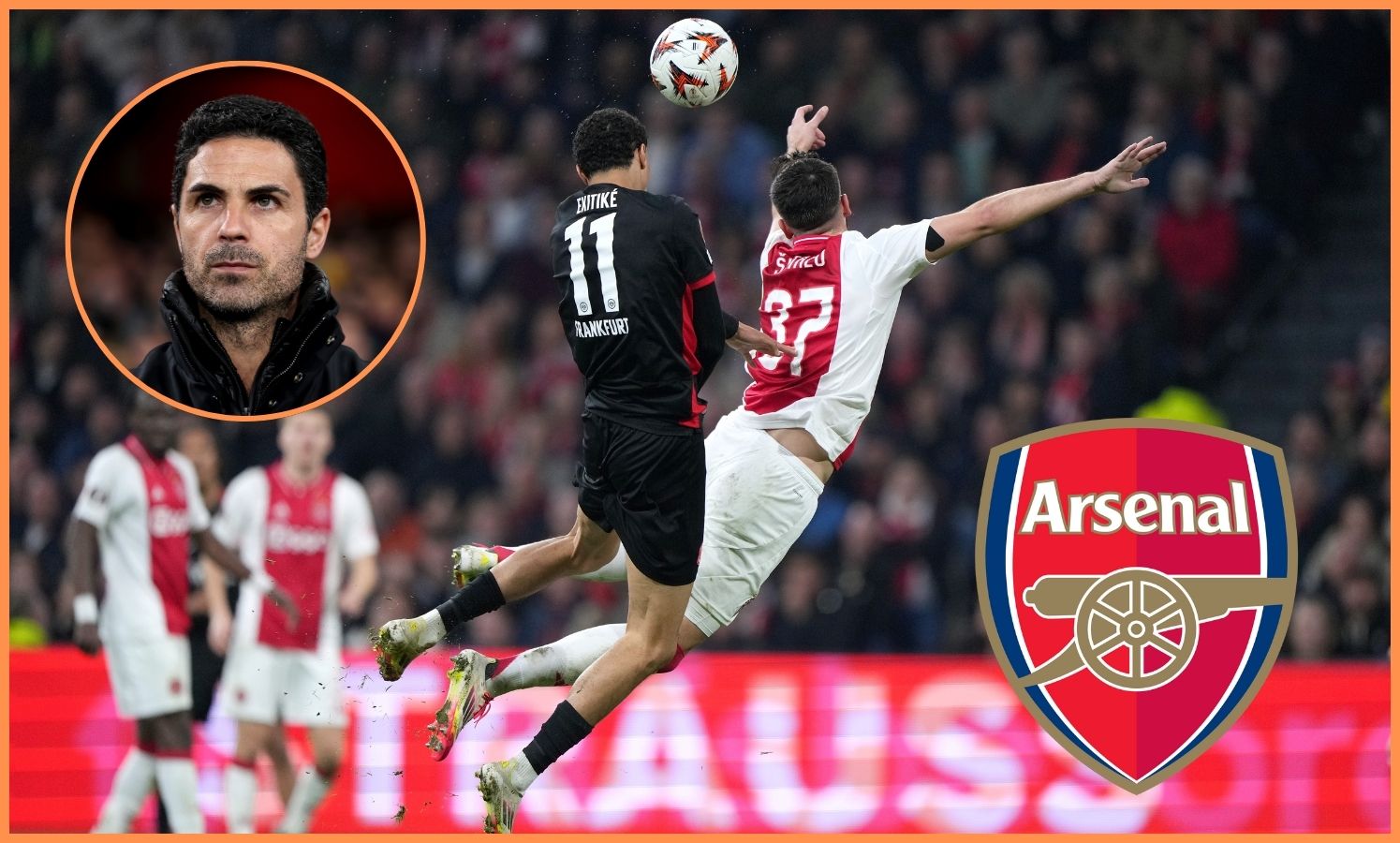 Hugo Ekitike and Mikel Arteta