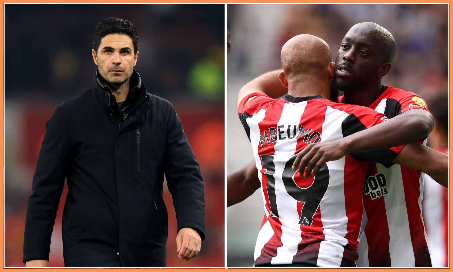 Mikel Arteta and Bryan Mbeumo