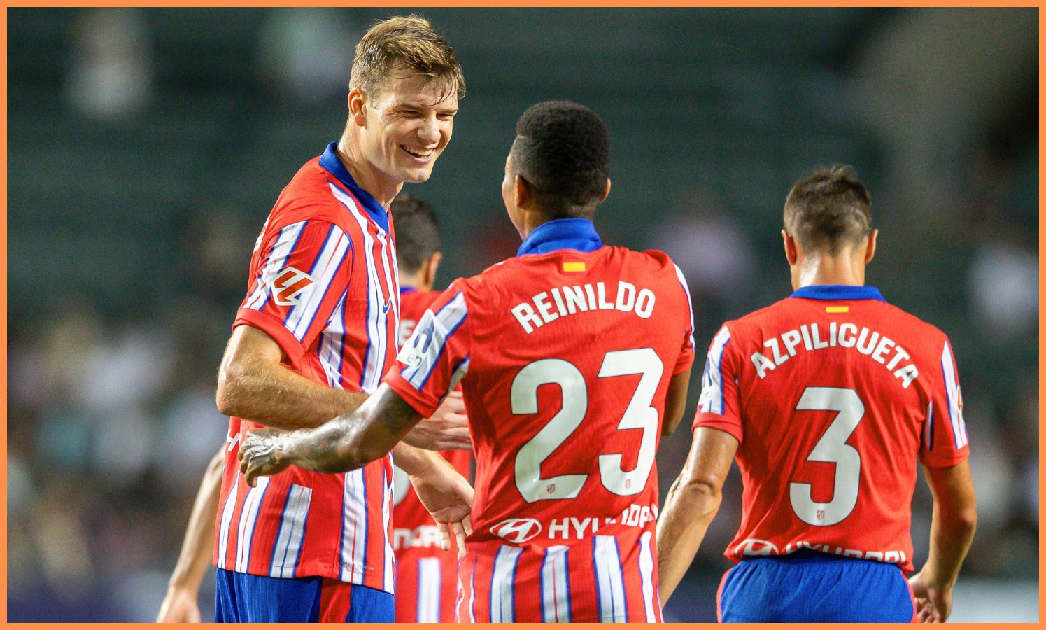 Reinildo Mandava celebrates with his Atletico Madrid teammates