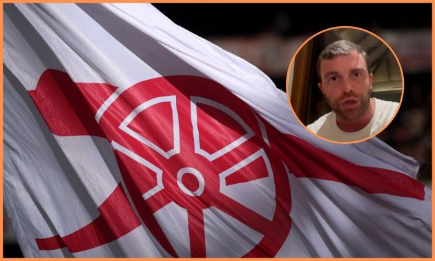 Arsenal flag and Fabrizio Romano