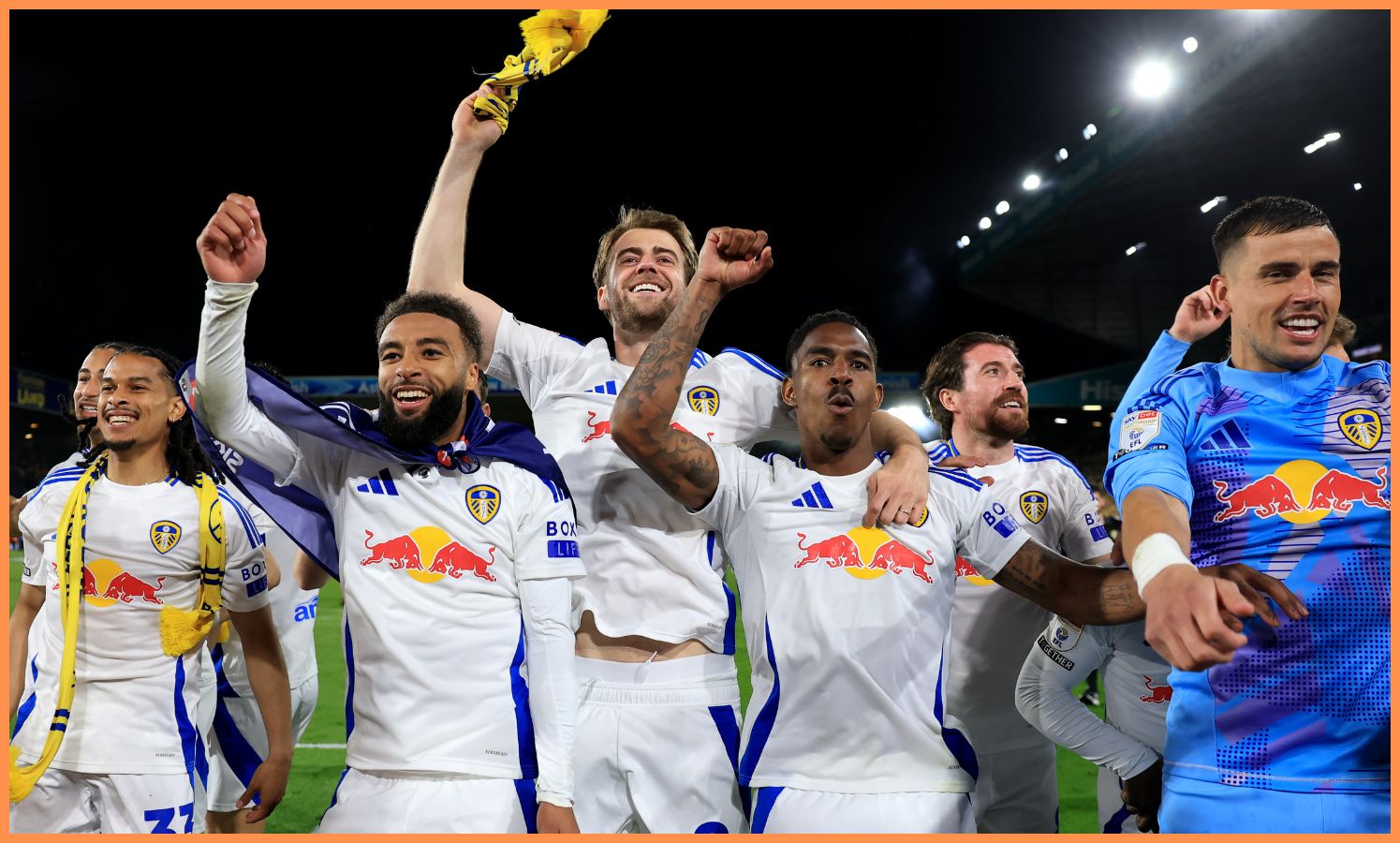 Leeds United players celebrating