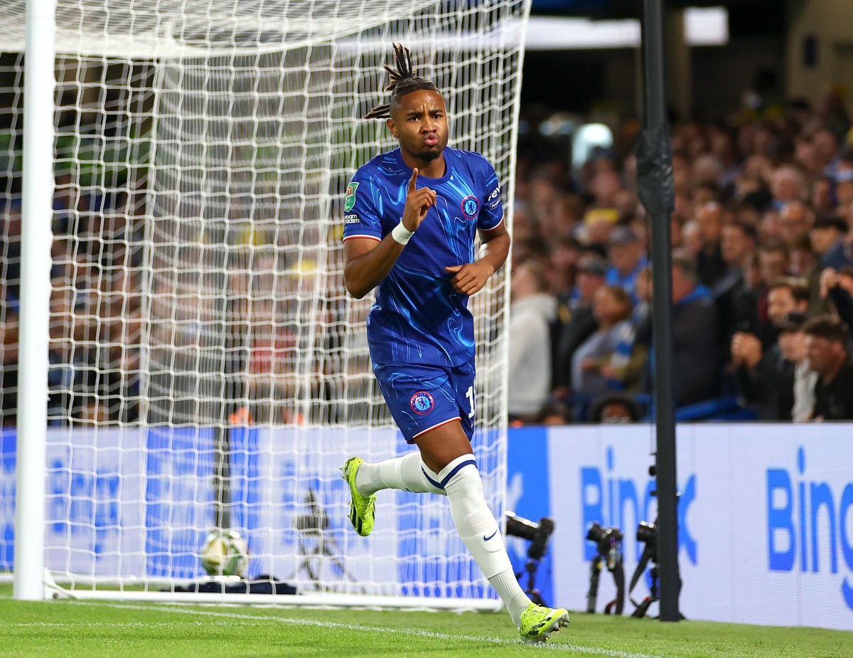 Christopher Nkunku celebrates a goal for Chelsea
