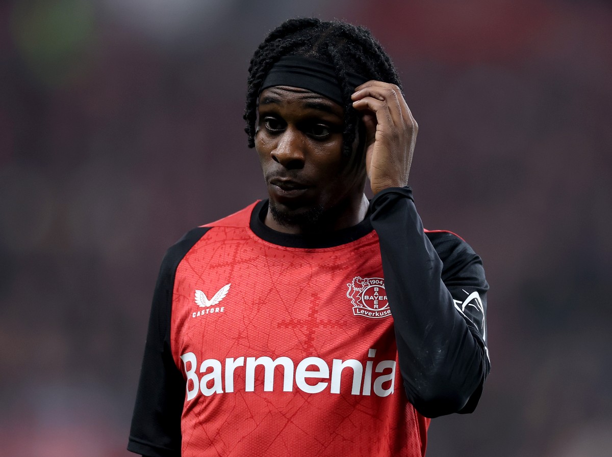 Jeremie Frimpong in action for Leverkusen