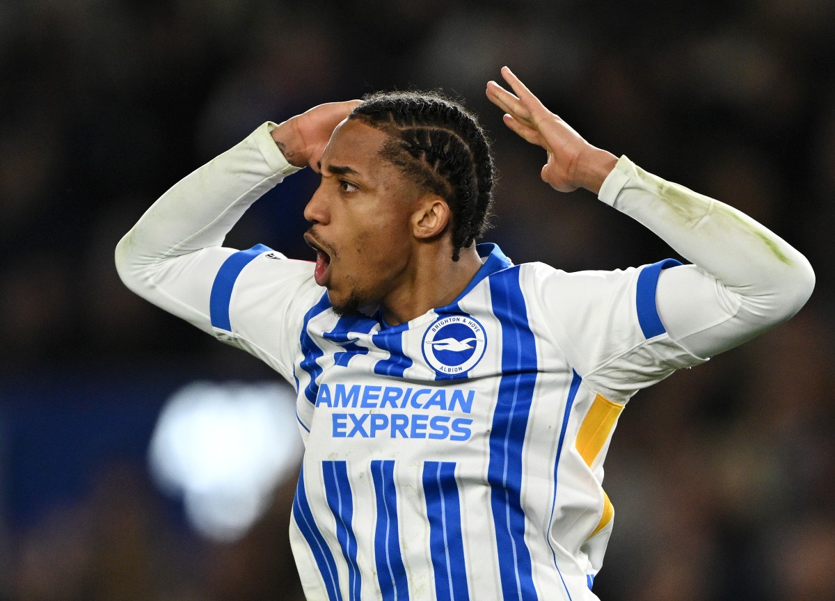 Joao Pedro celebrates a goal for Brighton