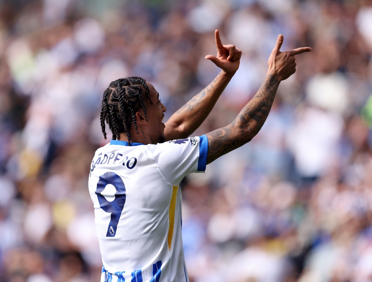 Joao Pedro celebrates a goal for Brighton