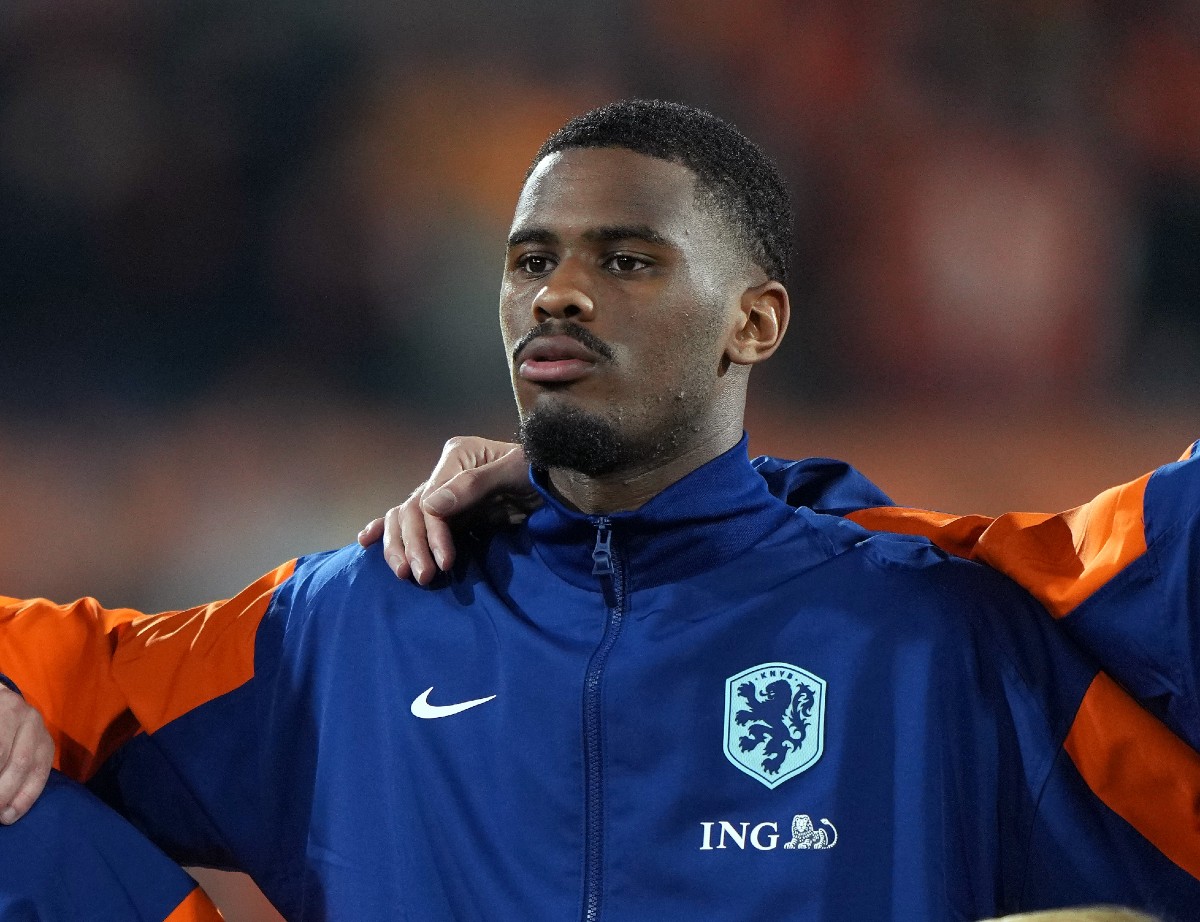 Jorrel Hato lining up for the Dutch national team
