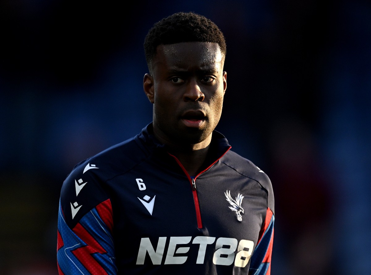 Marc Guehi warming up for Crystal Palace