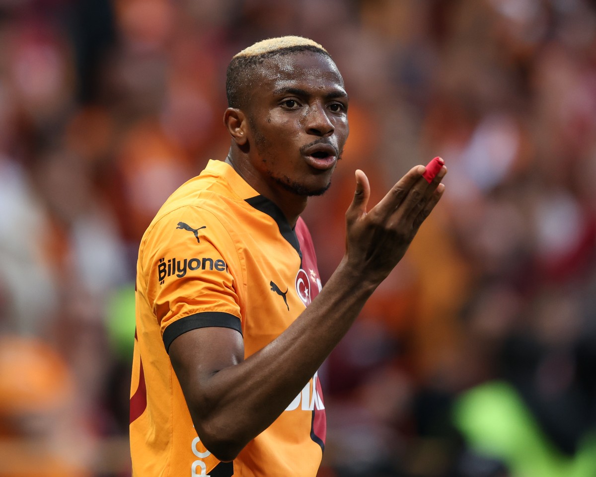 Victor Osimhen celebrates a goal for Galatasaray