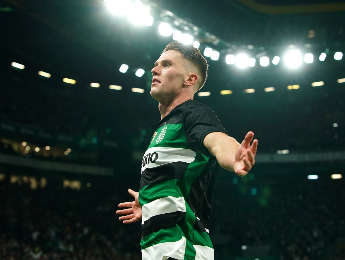 Viktor Gyokeres celebrates scoring for Sporting