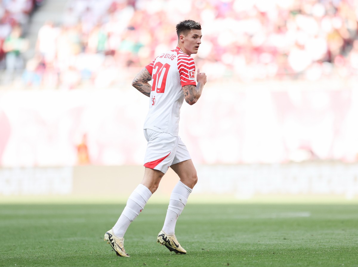 Benjamin Sesko in action for RB Leipzig