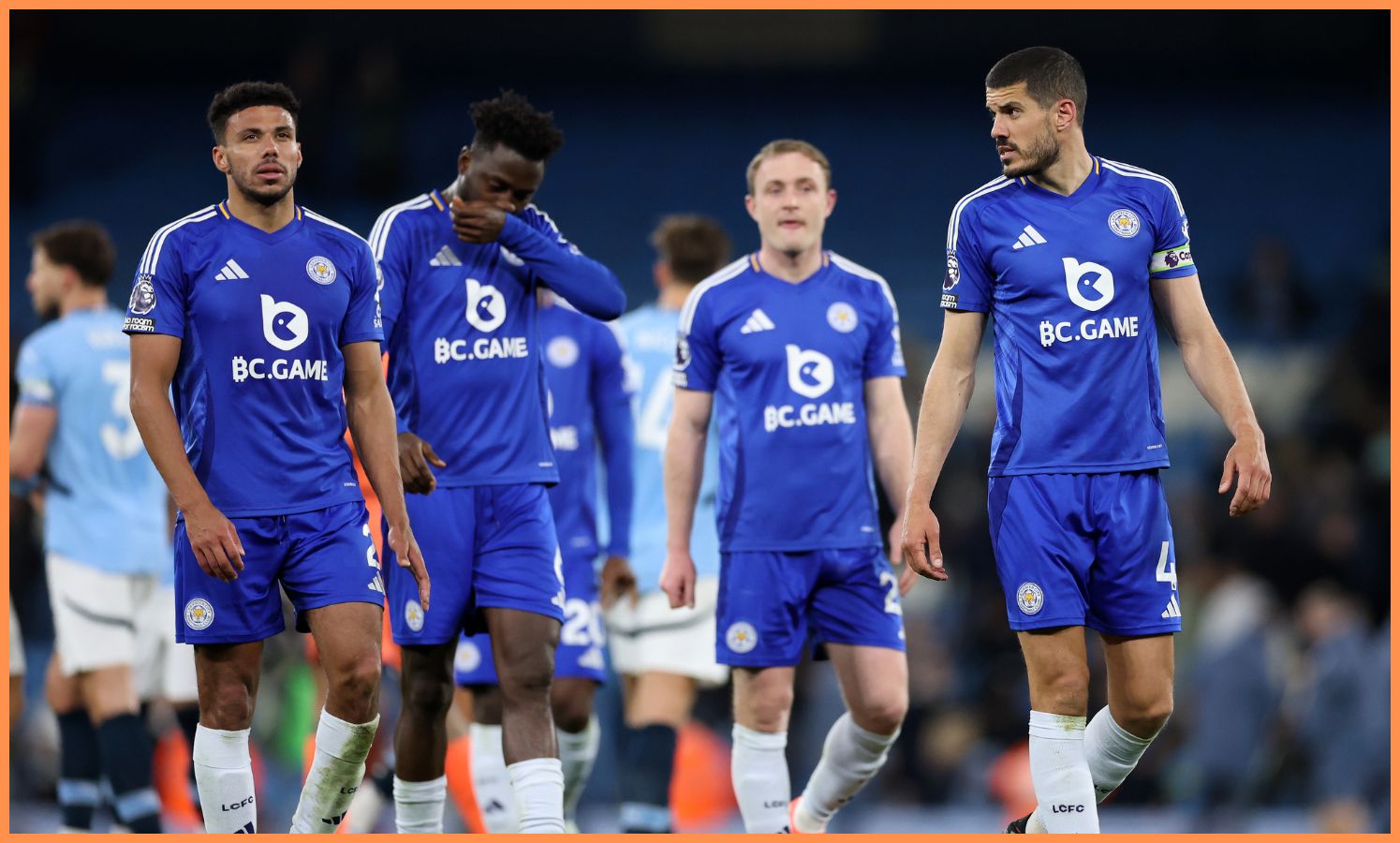 Conor Coady with his Leicester City teammates