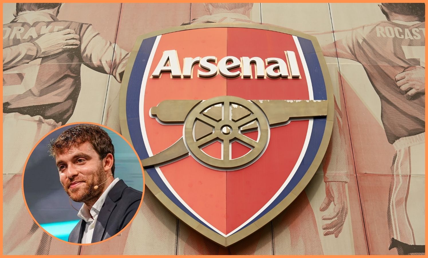 Fabrizio Romano and the Arsenal FC logo