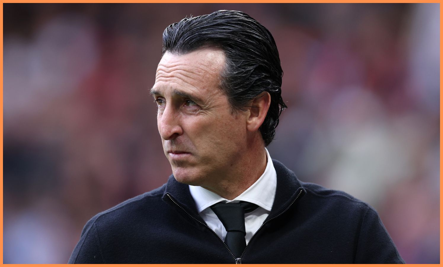 Aston Villa manager Unai Emery looks on