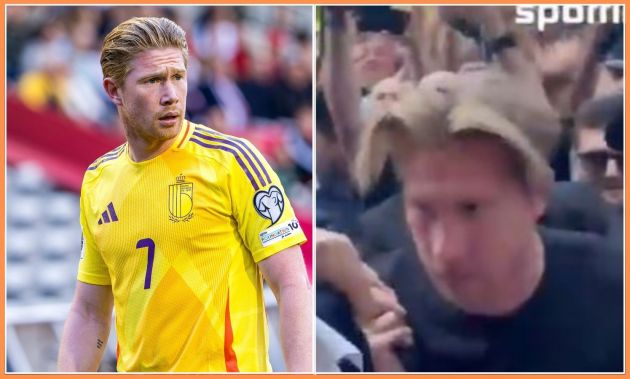 Kevin De Bruyne in action for Belgium (left) and arriving at Napoli (right)